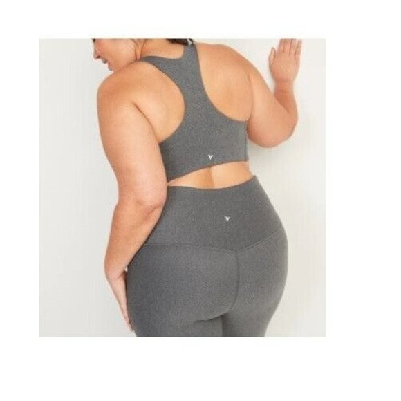 Old Navy Active Medium Support PowerSoft Go-Dry Sports Bra Grey Plus Size 2X - Picture 1 of 6